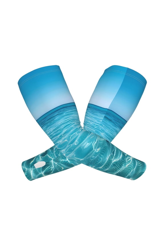 Crystal Clear Ocean Waves Arm Sleeves for Men and Women - Tattoo Cover Up UPF 50+ Cooling Sports Sleeve for Basketball Golf Football-One Size