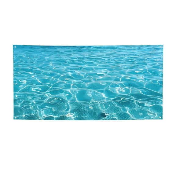 Picia Crystal Clear Ocean Waves Pattern Party Banner, Festive Decoration, Holiday Banner, Celebration Decor, Event Banner, Reusable Party Banner-Small