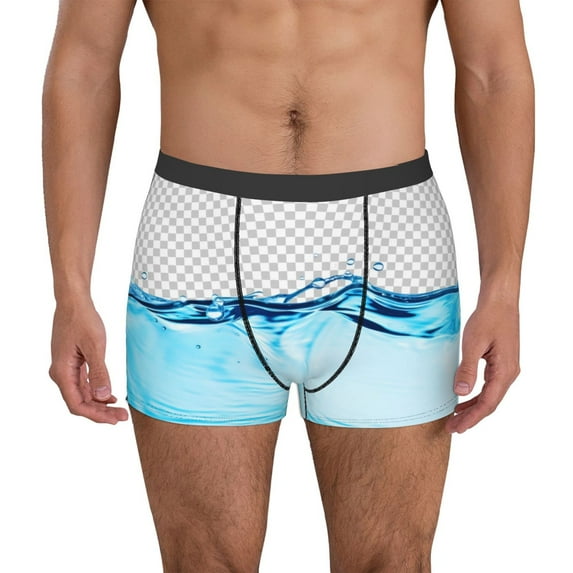 Picia Crystal Clear Water Splash Pattern Men’s Boxer Briefs – Soft & Breathable Underwear, Stretchy & Comfortable Fit, Supportive Pouch Design, Moisture-Wicking-Large