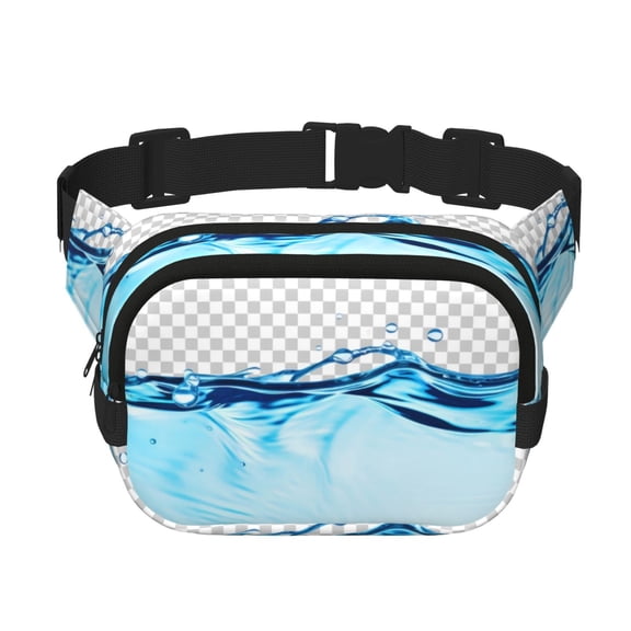 Picia Crystal Clear Water Splash Print Square Double-Layer Waist Bag Mini Adjustable Waist Belt Bag Exercise Running Travel Hiking