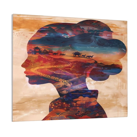 Picia Cultural Silhouette Journey Pattern Decorative Picture – Unique Wall Art, Modern Canvas Print for Trendy Interiors (Horizontal)