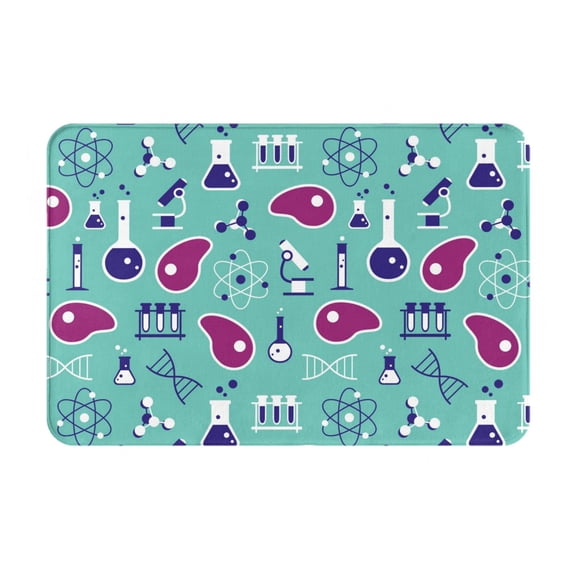 Picia Cultured Meat Science Pattern Flannel Doormat 16x24 Inch Non-Slip Indoor Mat, Absorbent & Quick-Dry Rug for Entryway, Bathroom, Kitchen, and Bedroom, Machine Washable