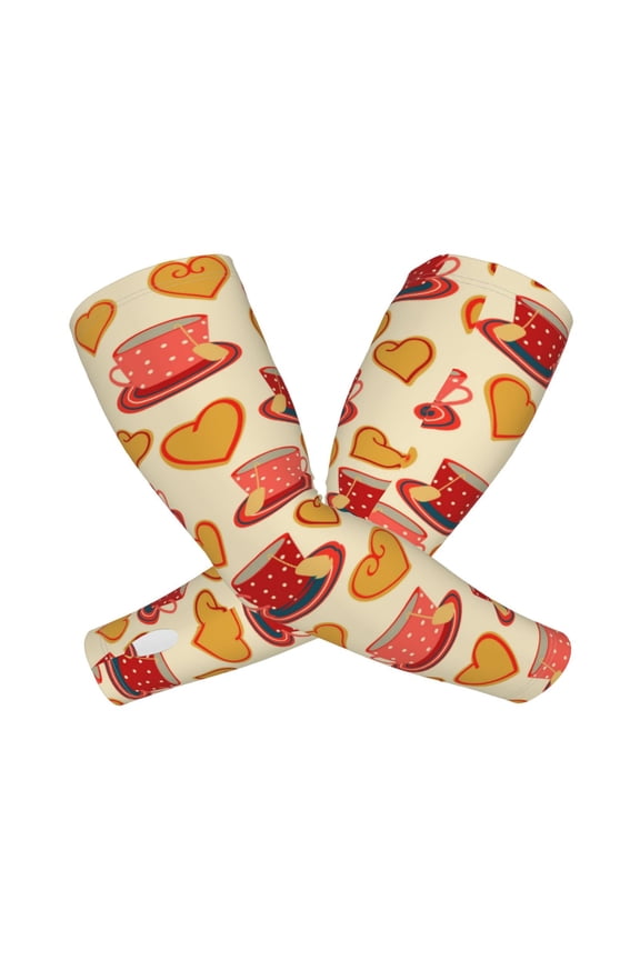 Cups of Tea Arm Sleeves for Men and Women - Tattoo Cover Up UPF 50+ Cooling Sports Sleeve for Basketball Golf Football-One Size