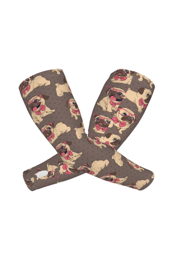 Cut Pug Arm Sleeves for Men and Women - Tattoo Cover Up UPF 50+ Cooling Sports Sleeve for Basketball Golf Football-One Size