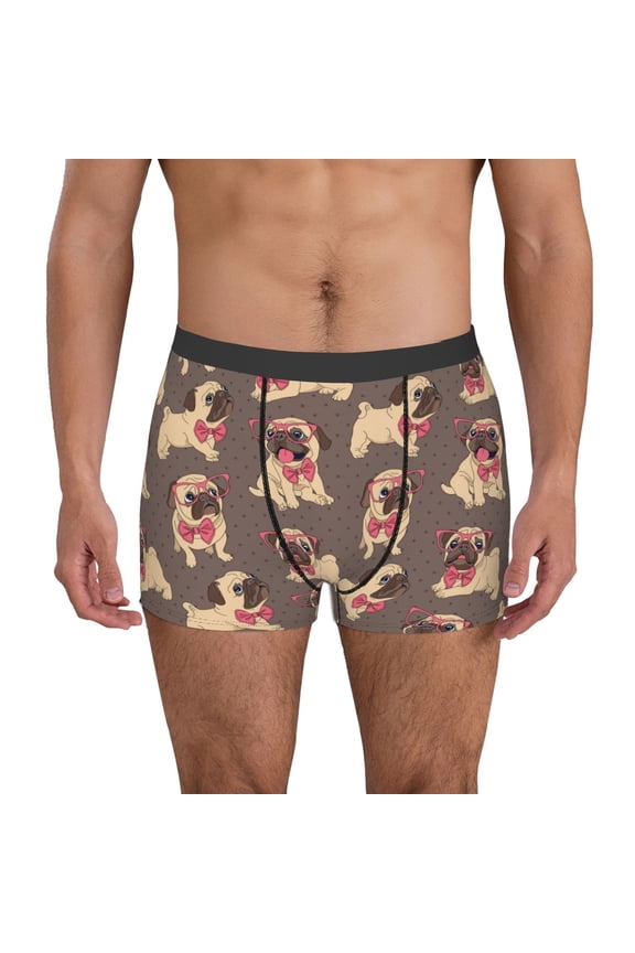 Cut Pug Pattern Men’s Boxer Briefs – Soft & Breathable Underwear, Stretchy & Comfortable Fit, Supportive Pouch Design, Moisture-Wicking-XX-Large