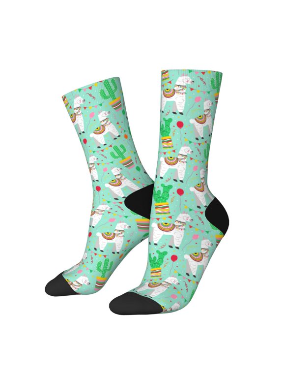 Cute Alpaca 1 Print Athletic Socks for Men & Women – Cushioned Moisture-Wicking Crew Socks for Sports, Running, and Training, Soft & Breathable Size 5-11