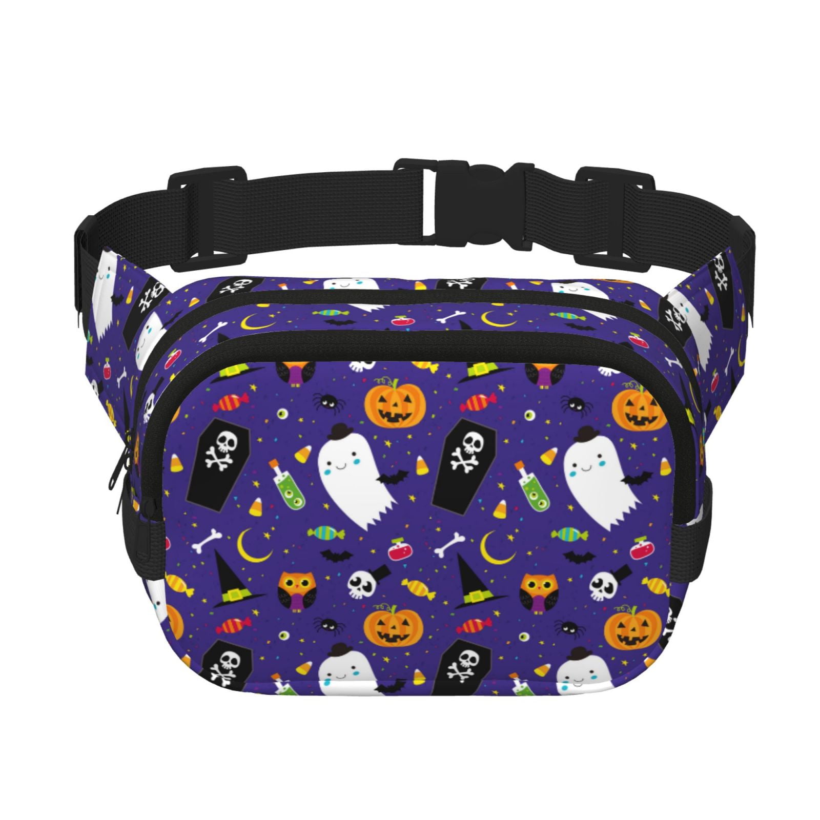 Picia Cute And Creepy Print Square Double-Layer Waist Bag Mini Adjustable Waist Belt Bag Exercise Running Travel Hiking