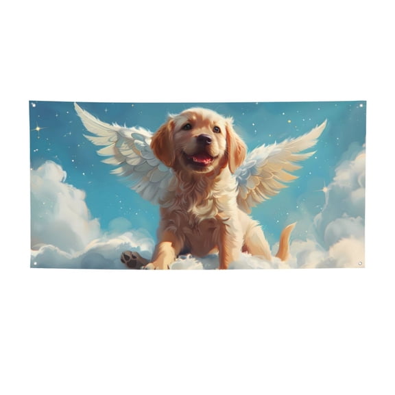 Picia Cute Angel Winged Dog Pattern Party Banner, Festive Decoration, Holiday Banner, Celebration Decor, Event Banner, Reusable Party Banner-Small