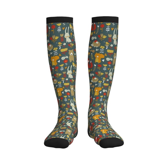 Picia Cute Animal Forest Printed Sports Compression Socks - 15-20mmHg Graduated Compression, High-Performance Soft and Breathable Socks for Men and Women