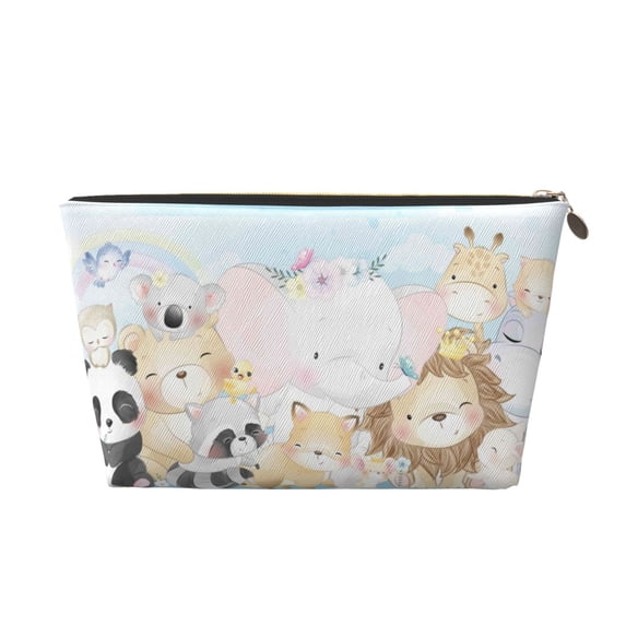 Picia Cute Animals Printed Leather Travel Toiletry Bag,Cosmetic Organizer, Makeup Travel Bag, Durable Travel Pouch, Compact Toiletry Bag, Travel Accessories