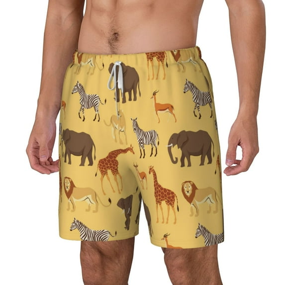 Picia Cute Animals pattern Mens Swim Trunks with Compression Liner Stretch Beach Shorts Quick Dry with Zipper Pockets No-Chafing Board Shorts-3X-Large