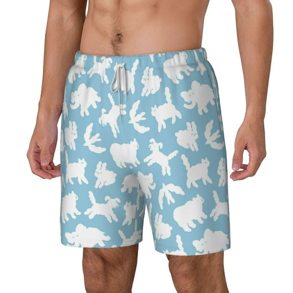 Picia Cute Animals pattern Mens Swim Trunks with Compression Liner Stretch Beach Shorts Quick Dry with Zipper Pockets No-Chafing Board Shorts-Large
