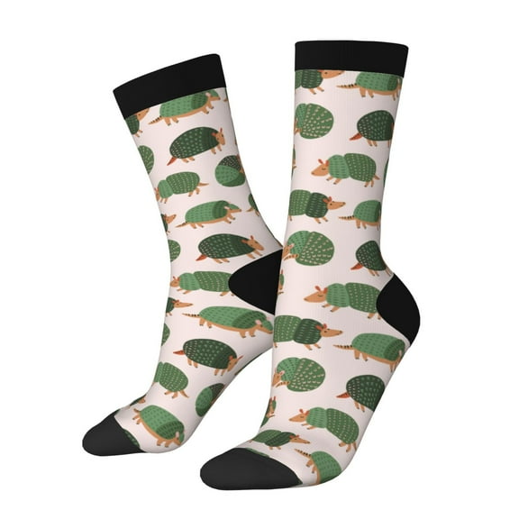 Picia Cute Armadillo Print Athletic Socks for Men & Women – Cushioned Moisture-Wicking Crew Socks for Sports, Running, and Training, Soft & Breathable Size 5-11