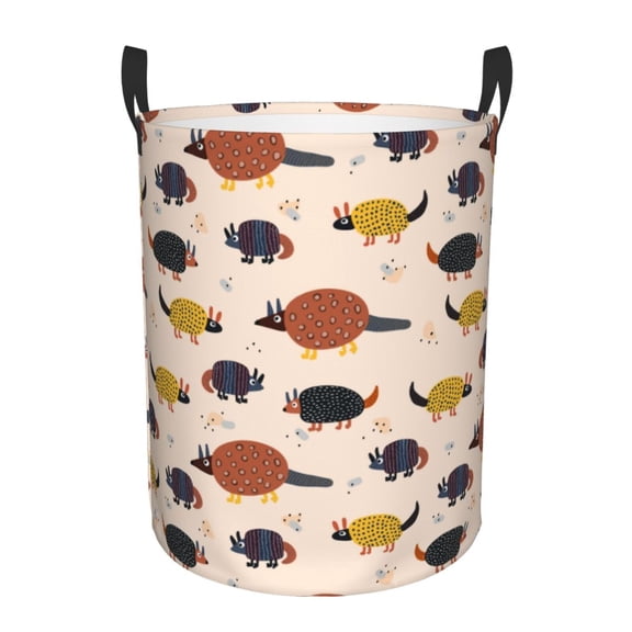 Picia Cute Armadillo1 Pattern Large Laundry Basket, Waterproof, Freestanding Laundry Hamper, Collapsible Tall Clothes Hamper with Extended Handles-Medium