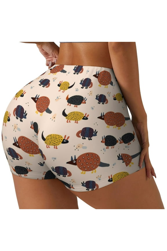 Cute Armadillo1 Printed Workout Shorts for Women Seamless Scrunch Butt Lifting High Waisted Yoga Gym Booty Running Moisture-wicking Short Pants-Large