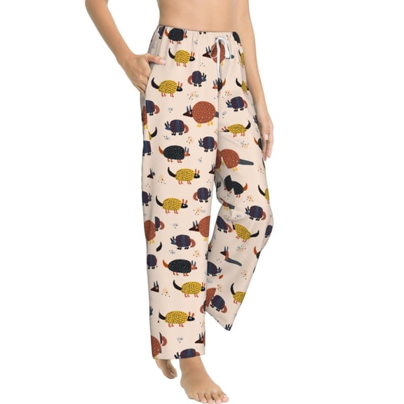 Picia Cute Armadillo1 Womens Soft Woven Cotton Elastic Waistband Sleep Pajama Pant Lounge Sleep Pant With Pockets And Drawstring-Medium