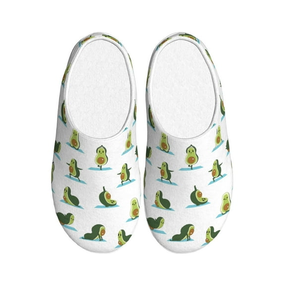 Picia Cute Avocado Yoga for Women's Lamb-hug Comfy Fleece House Slippers Memory Foam, Slip-on House Shoes Indoor Outdoor-35/36