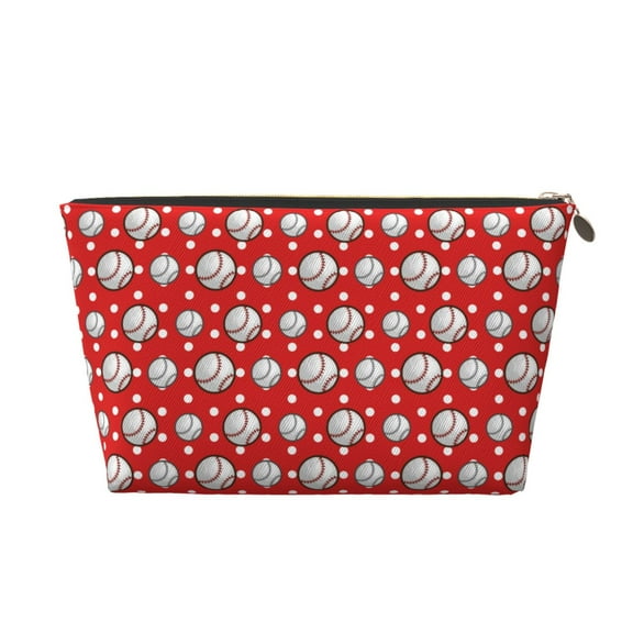 Picia Cute Baseball Printed Leather Travel Toiletry Bag,Cosmetic Organizer, Makeup Travel Bag, Durable Travel Pouch, Compact Toiletry Bag, Travel Accessories