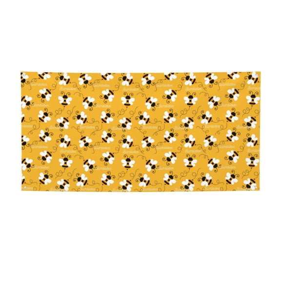 Picia Cute Bee Butterfly Yelllow Pattern Party Banner, Festive Decoration, Holiday Banner, Celebration Decor, Event Banner, Reusable Party Banner-Medium