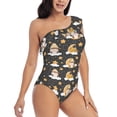 thumbnail image 1 of Picia Cute Bee Gnome Pattern Women's One Piece Swimsuits,One Shoulder Swimwear Asymmetric ,Ruffle Monokinis Bathing Suits,High Waisted Flattering Bathing Suits-XX-Large, 1 of 8