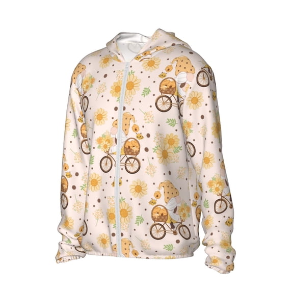 Picia Cute Bee Gnome1 Women's Men's UPF 50+ Sun Protection Hoodie Shirt Long Sleeve SPF Fishing Outdoor UV Hiking Lightweight Shirts-X-Large