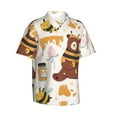 thumbnail image 1 of Picia Cute Bee Honey Jar Hive Bear Gentle Cotton Regular Fit Short Sleeve Casual Hawaiian Shirt for Men-X-Large, 1 of 1