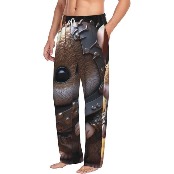 Picia Cute Big-Eared Mouse Mens Soft Woven Cotton Elastic Waistband Sleep Pajama Pant Lounge Sleep Pant With Pockets And Drawstring-Medium