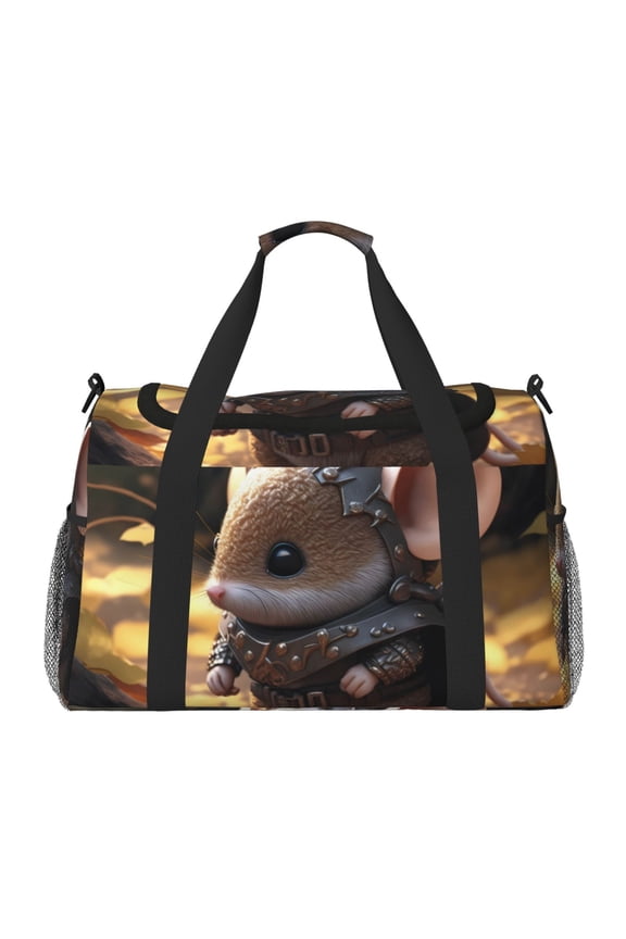 Cute Big-Eared Mouse Print Travel Duffle Bag,Weekender Bags for Women with Shoe Compartment, Gym Duffel Bag with Wet Pocket, Hospital Bags for Labor and Delivery