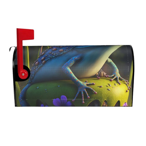 Picia Cute Blue Frog Magnetic Mailbox Cover Standard Size-25.5x21 in