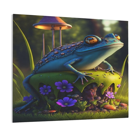 Picia Cute Blue Frog Pattern Decorative Picture – Unique Wall Art, Modern Canvas Print for Trendy Interiors (Horizontal)