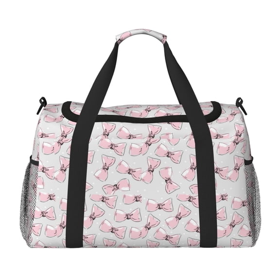 Picia Cute Bow Tie Print Travel Duffle Bag,Weekender Bags for Women with Shoe Compartment, Gym Duffel Bag with Wet Pocket, Hospital Bags for Labor and Delivery