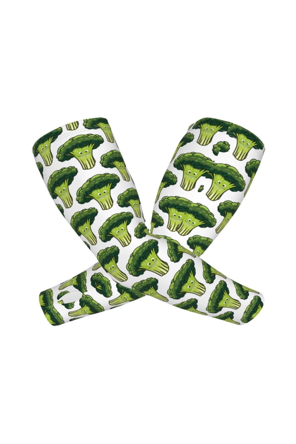 Cute Broccoli Arm Sleeves for Men and Women - Tattoo Cover Up UPF 50+ Cooling Sports Sleeve for Basketball Golf Football-One Size