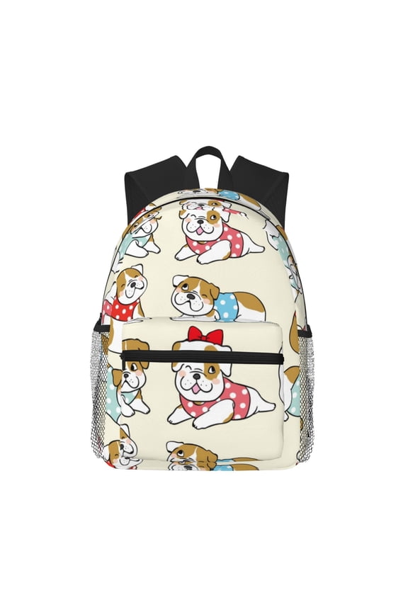 Cute Bull Dog Large Capacity Backpack Classic Style Backpack Casual Backpack Water-Resistant School Work Travel Outdoor Backpack