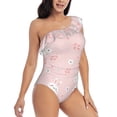 thumbnail image 1 of Picia Cute Bunny Pattern Women's One Piece Swimsuits,One Shoulder Swimwear Asymmetric ,Ruffle Monokinis Bathing Suits,High Waisted Flattering Bathing Suits-XX-Large, 1 of 8