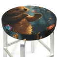 thumbnail image 1 of Picia Cute Butterfly Bear pattern Round Stool Covers Comfy Seat Covers Stretch Removable WashableChair Slipcover Round Bar Chair Cushion Cover-14 inch, 1 of 7