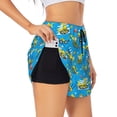 thumbnail image 1 of Picia Cute Car Cartoon Pattern Women's 2 in 1 Athletic Running Shorts High Waisted Workout Casual Gym Sweat Shorts with Comfy Liner Zipper Pockets-Small, 1 of 9