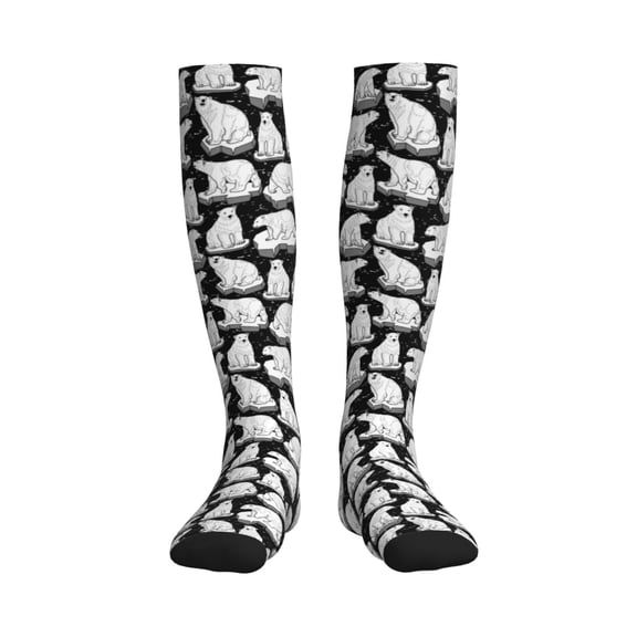 Picia Cute Cartoon Polar Bear Printed Sports Compression Socks - 15-20mmHg Graduated Compression, High-Performance Soft and Breathable Socks for Men and Women