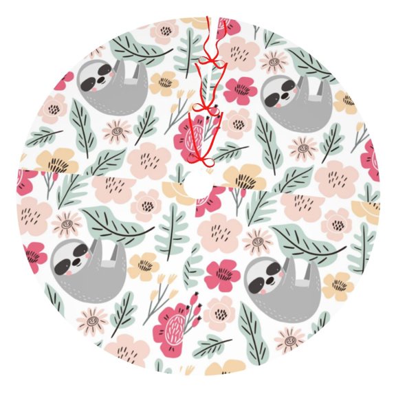 Picia Cute Cartoon Sloth Print Christmas Tree Skirt , Christmas Tree Skirt Ornaments for Merry Christmas Holiday Party Decorations Indoor Outdoor-36"