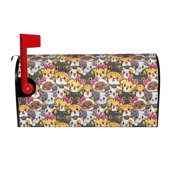 Picia Cute Cat Magnetic Mailbox Cover Standard Size-21x18 in