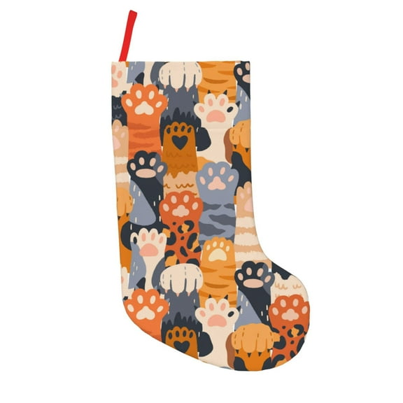 Picia Cute Cat Paw for 18in Christmas Stockings, Xmas Stocking for Kids, Holiday and Family Stocking for Fireplace or Party Decoration