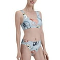 thumbnail image 1 of Picia Cute Chameleons On Blue Women's High Waisted Bikini Scoop Neck Swimsuit Two Pieces Bathing Suit-Small, 1 of 8