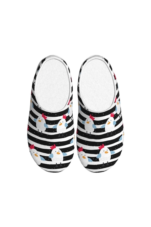 Cute Chicken for Women's Lamb-hug Comfy Fleece House Slippers Memory Foam, Slip-on House Shoes Indoor Outdoor-44/45