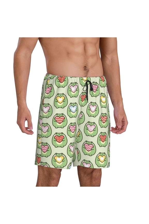 Cute Chubby Frog Pajama Shorts for Men, Men's Pajama Bottoms, Sleepwear,Short Pajama Pants-Large