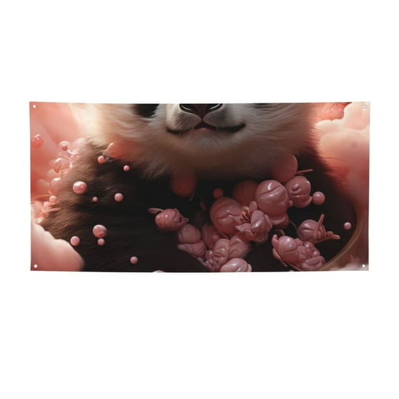 Picia Cute Cloud Panda Pattern Party Banner, Festive Decoration, Holiday Banner, Celebration Decor, Event Banner, Reusable Party Banner-Small