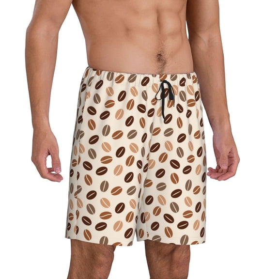 Picia Cute Coffee Bean Print Pajama Shorts for Men, Men's Pajama Bottoms, Sleepwear,Short Pajama Pants-Large