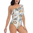 thumbnail image 1 of Picia Cute Colorful Animal Pattern Women's One Piece Swimsuits,One Shoulder Swimwear Asymmetric ,Ruffle Monokinis Bathing Suits,High Waisted Flattering Bathing Suits-, 1 of 8