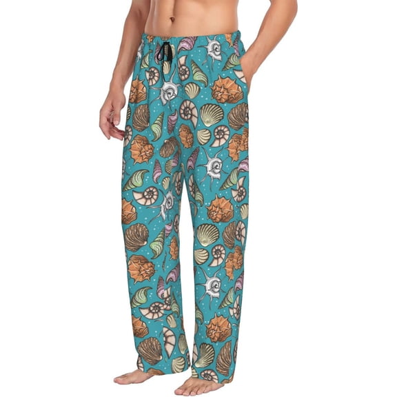 Picia Cute Conch Mens Soft Woven Cotton Elastic Waistband Sleep Pajama Pant Lounge Sleep Pant With Pockets And Drawstring-Medium