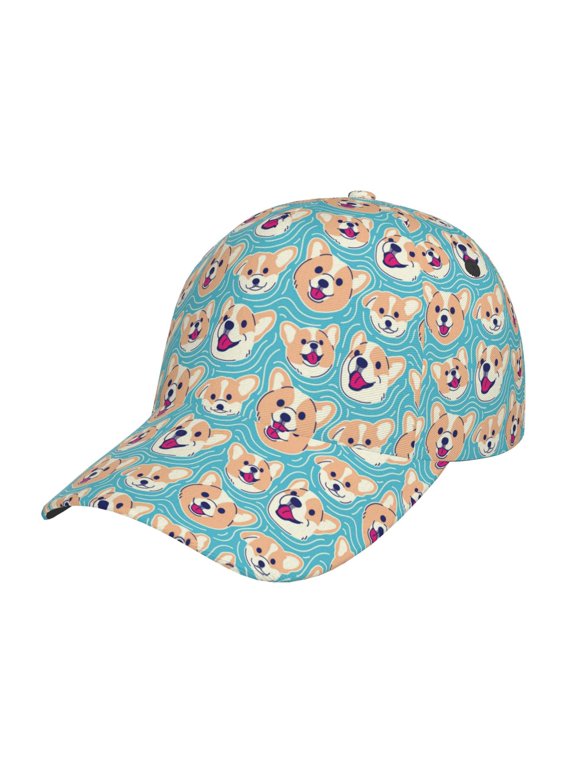 Cute Corgi Head pattern Trucker Low Profile Hat Men Women Baseball Cap Dad Hat Adjustable Unconstructed Plain Cap