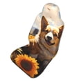 thumbnail image 1 of Picia Cute Corgi Sunflower Print Waterproof Sweating Car Seat Cover for Post Gym Workout, Running, Beach and Hiking, Universal Fit Anti-Slip Bucket Seat Protector, 1 of 5
