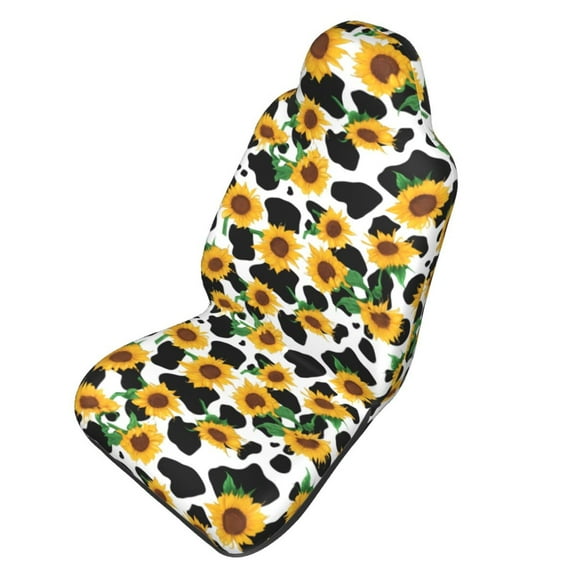 Picia Cute Cow Print Sunflower C Print Waterproof Sweating Car Seat Cover for Post Gym Workout, Running, Beach and Hiking, Universal Fit Anti-Slip Bucket Seat Protector